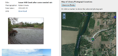 screenshot of the Sacramento River GeoPic web app