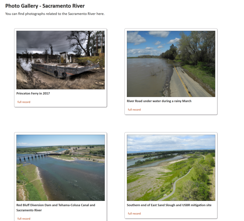 screenshot of the Sacramento River Photo Gallery